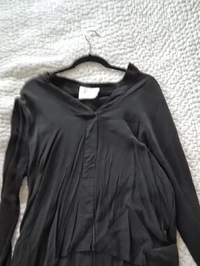 Meg Black Long Sleeve Draped Top